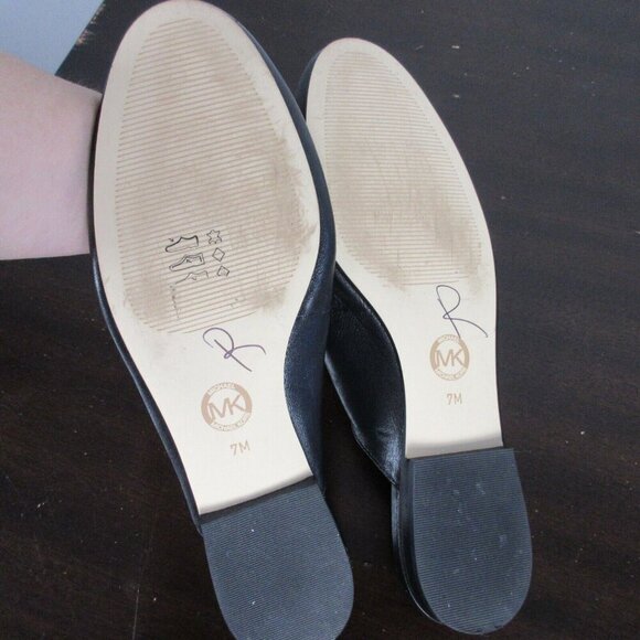 Michael Kors Charlton Leather Loafer Mules Slip On Mini Stacked Heel 7M 402 - Picture 5 of 9